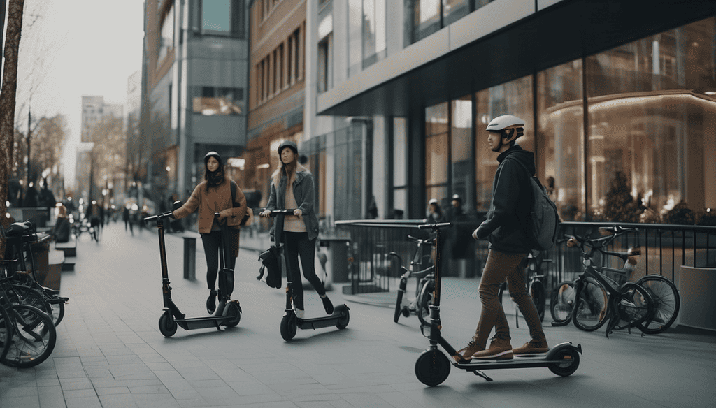 Mobility-as-a-Service people on scooters in city