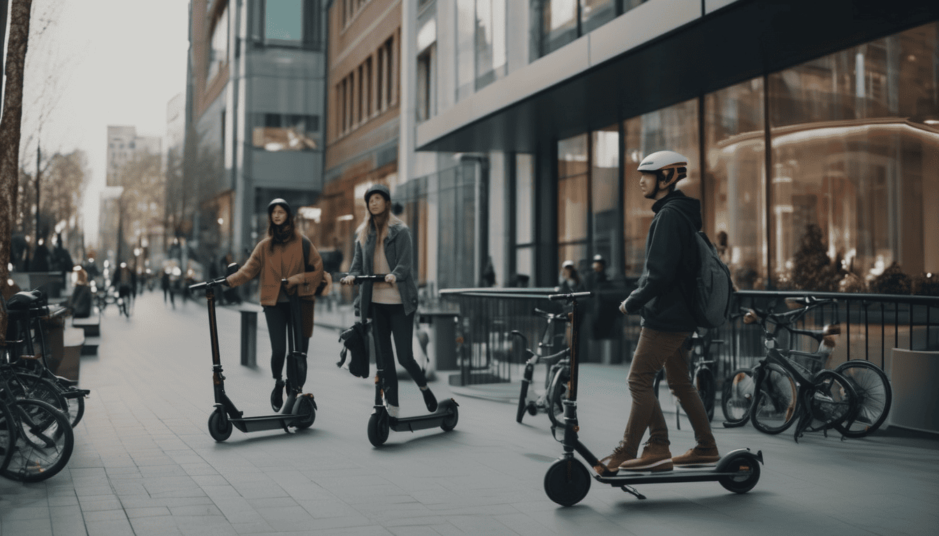 Mobility-as-a-Service people on scooters in city